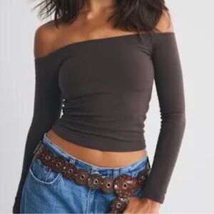 Abercrombie & Fitch Chocolate Off-Shoulder Top